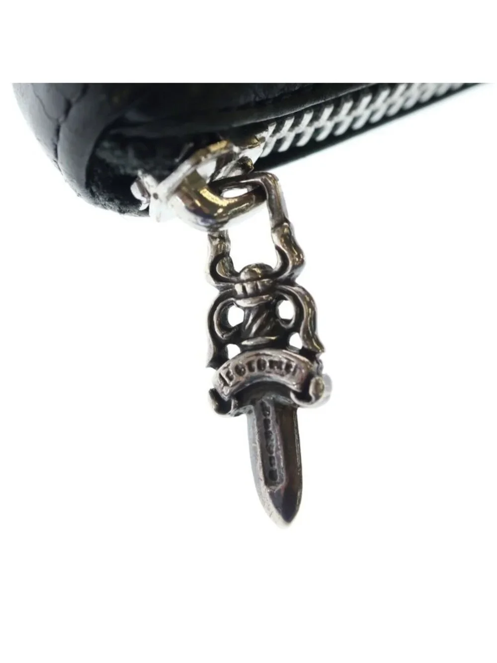Chrome Hearts Rec Zip 3 Cemetery Cross Patch Leather Wallet